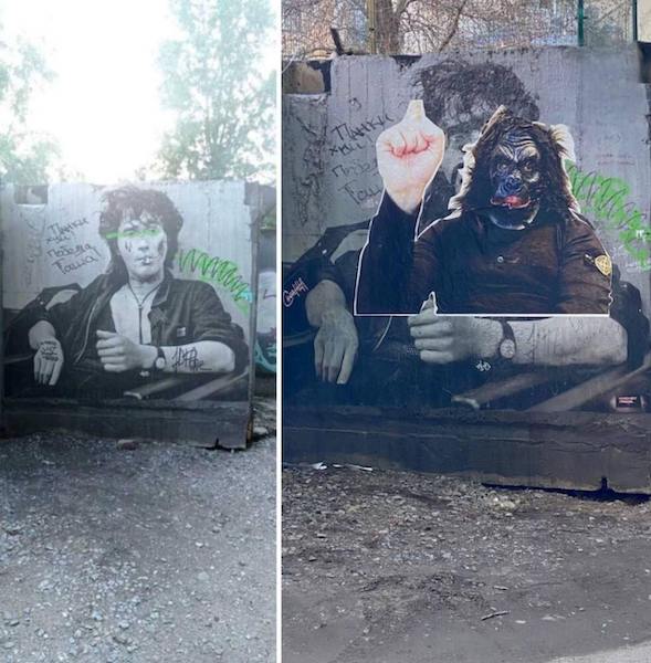 Портрет Паши Техника в маске гориллы наклеили поверх граффити с Виктором Цоем - свежие новости на Toplenta по теме Туризм в россии