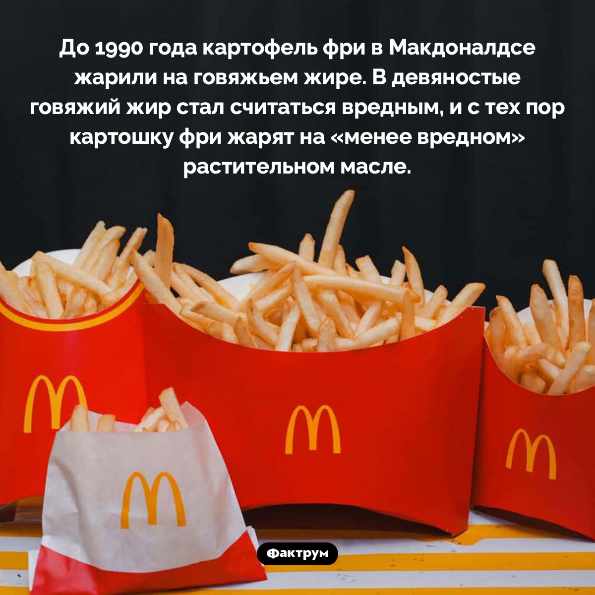 Раньше картофель фри в Макдоналдсе жарили на говяжьем жире - похожая новость на Toplenta