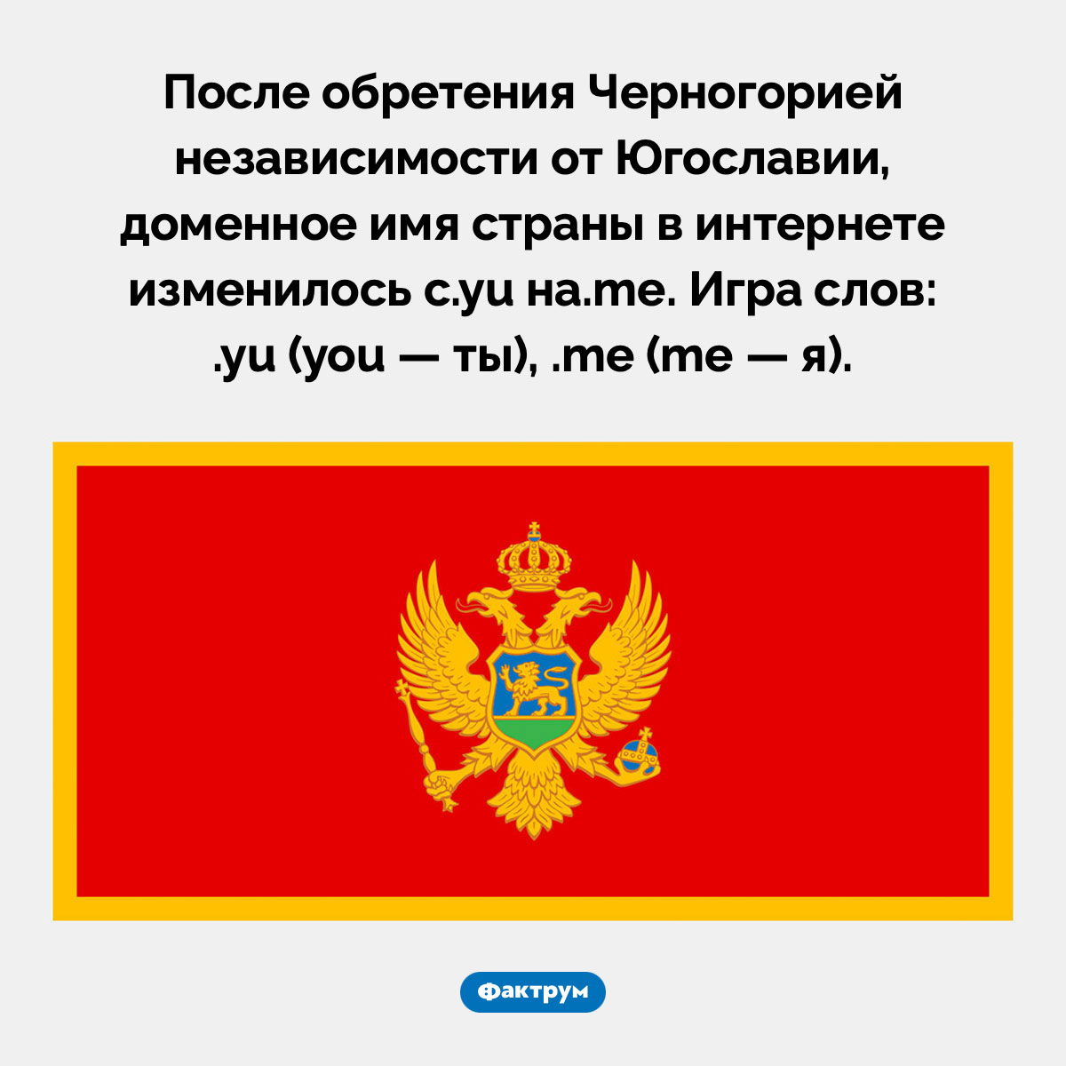 Когда Черногория стала независимой, в доменном имени страны появилась игра слов - свежие новости на Toplenta по теме Факт