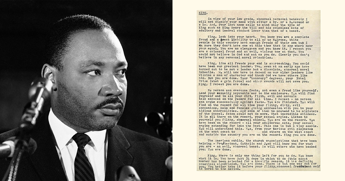 Письмо Мартину Лютеру Кингу от ФБР - свежие новости на Toplenta по теме Известны