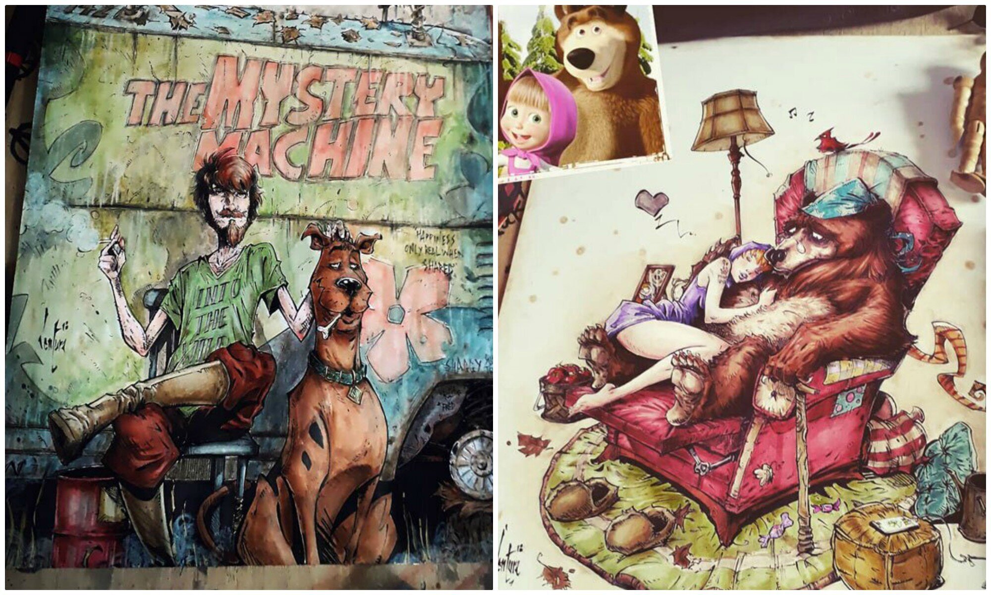 На темной стороне: Марсело Вентура и его рисунки персонажей поп-культуры в стиле мрачных комиксов - похожая новость на Toplenta